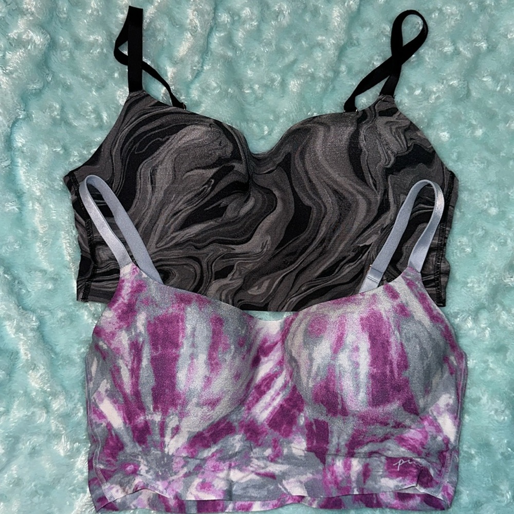 Set of 2 VS Pink lightly lined wireless bras